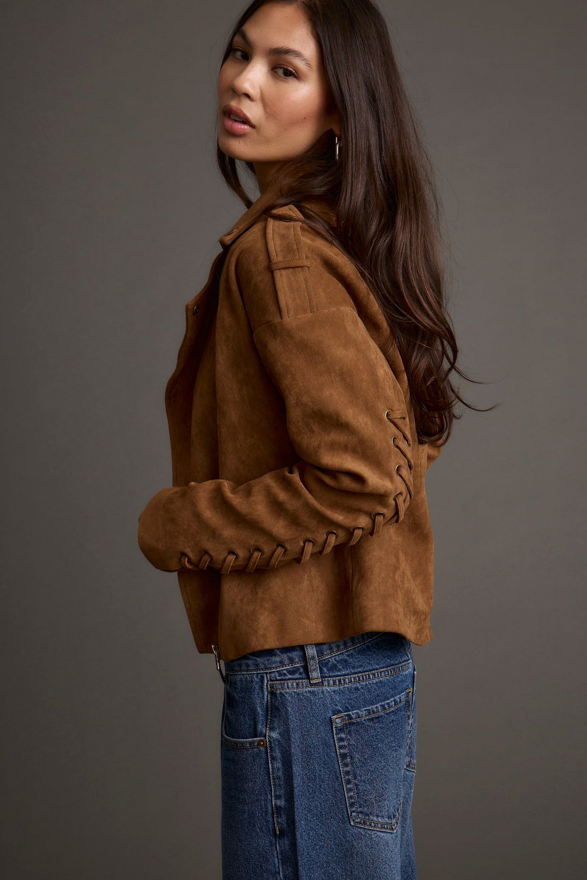 Camden Cognac Vegan Suede Jacket