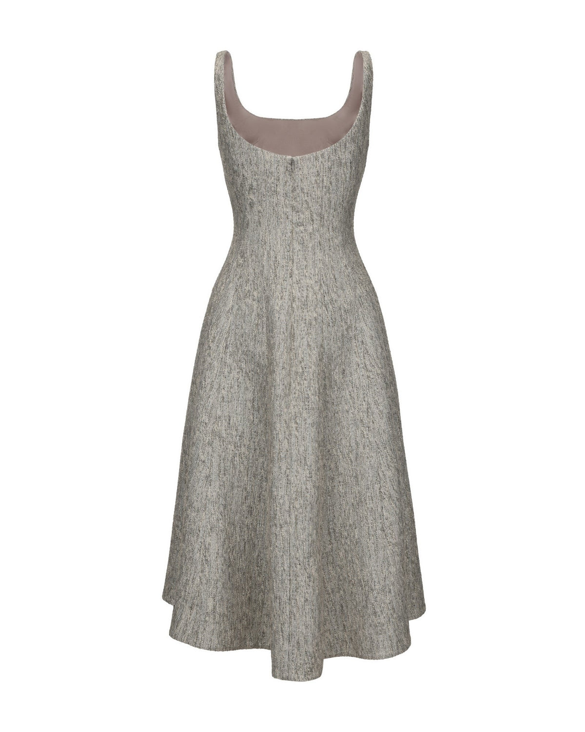 Josephine Square-Neck Gray Midi Dress