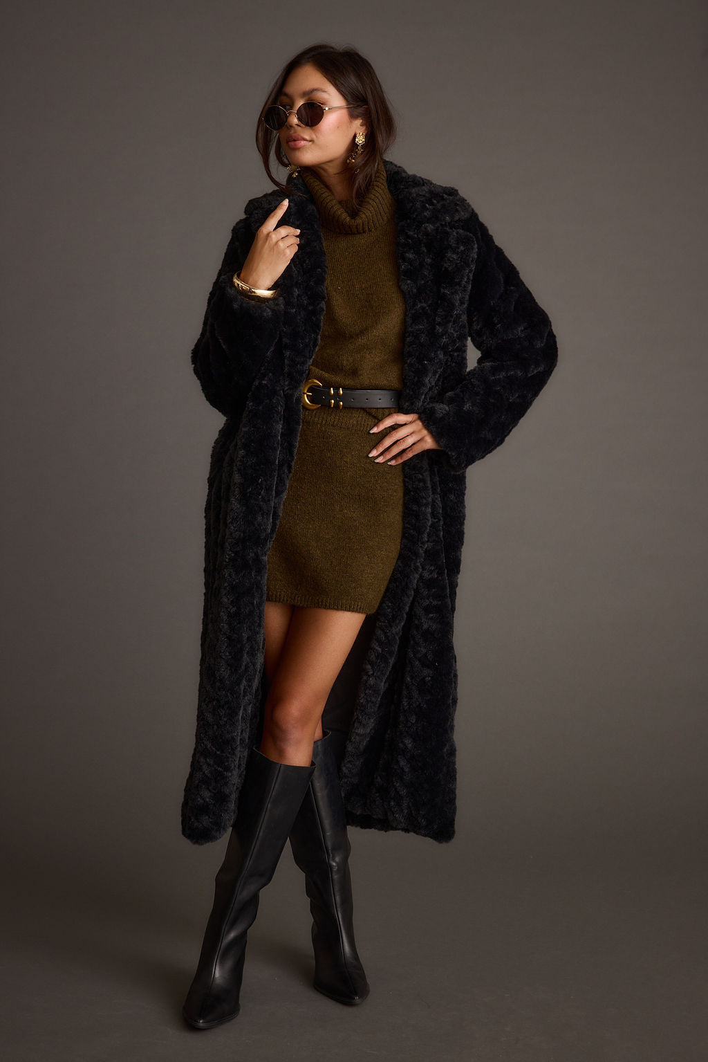 Sasha Black Floor Length Coat