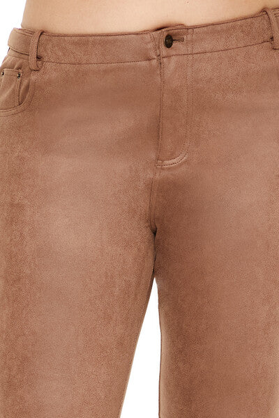 Plus Size Faux Suede Flare Pants