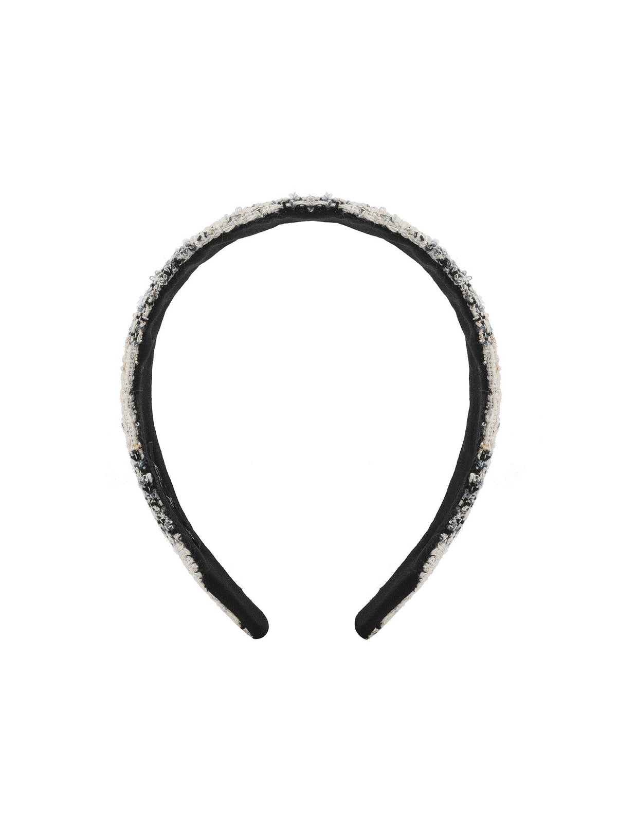 Elsa Woven Black Checkered Knit Headband