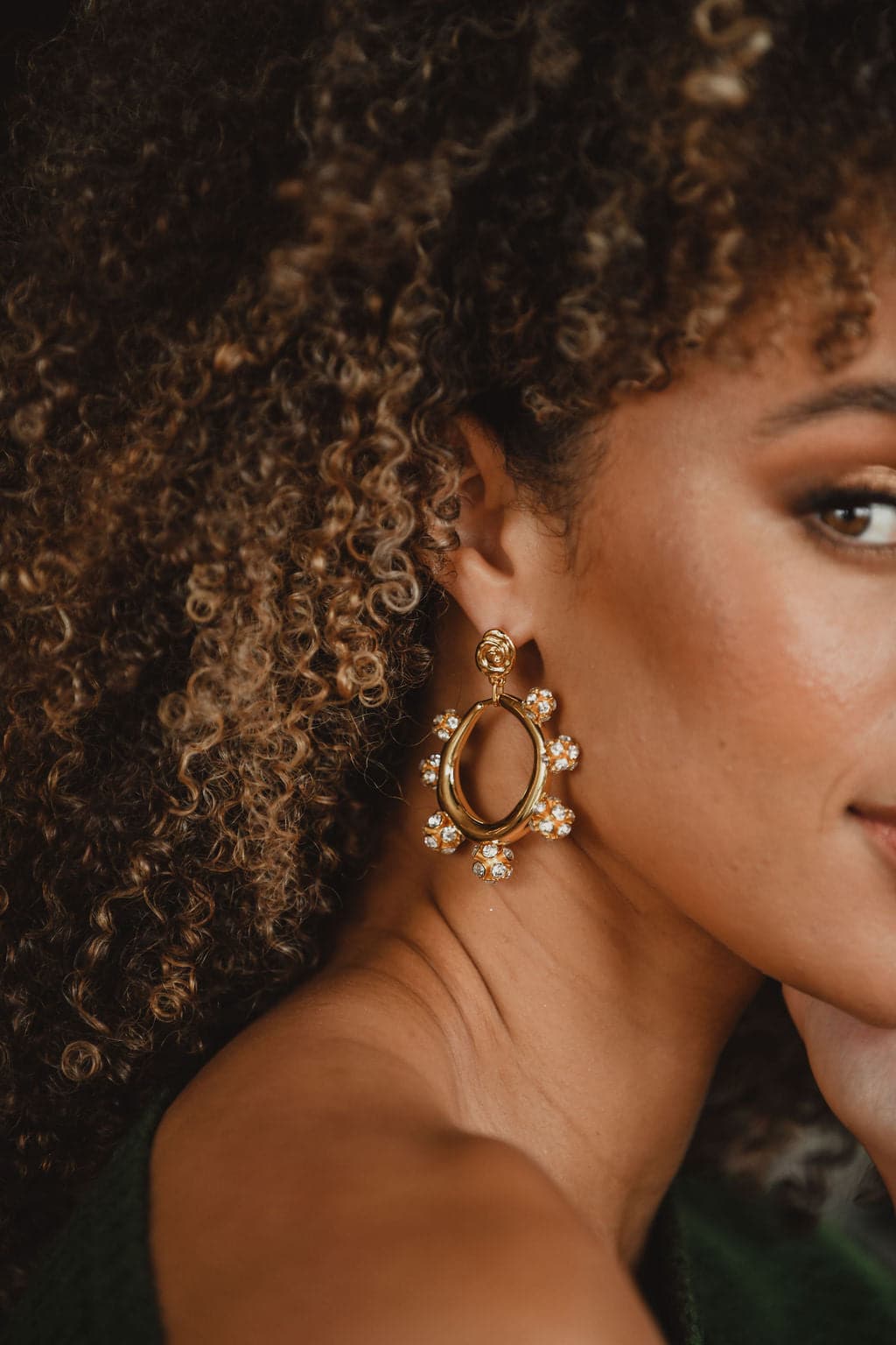 Rae Gold Rhinestone Statement Earrings