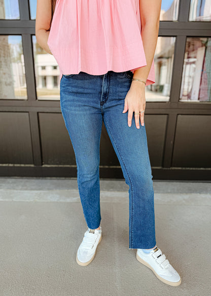 Cropped Denim Flare Jeans