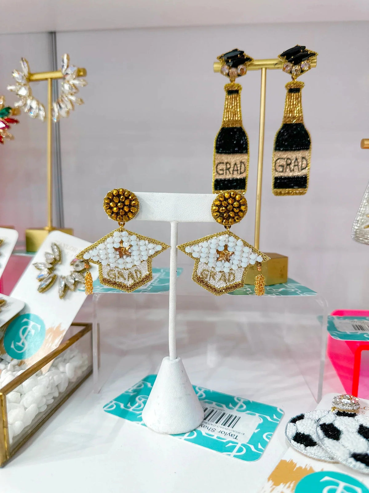 Beaded Grad Cap Earrings