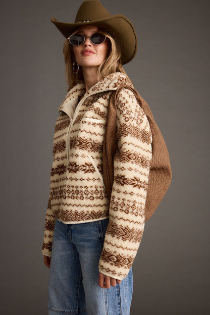 Arizona Cream Printed Sherpa Jacket