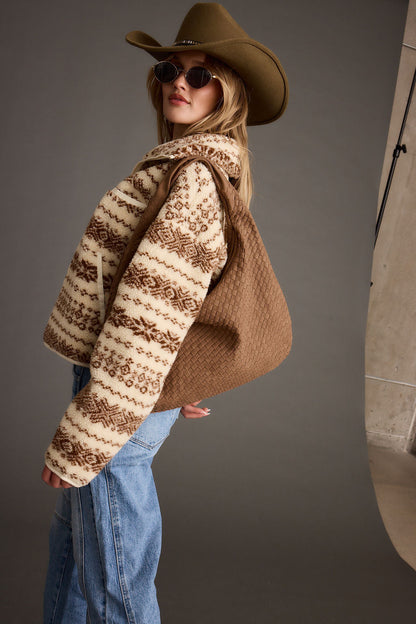 Arizona Cream Printed Sherpa Jacket