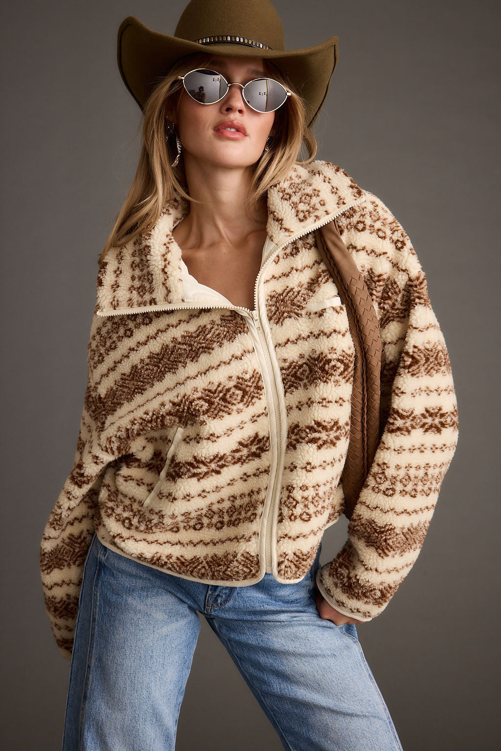 Arizona Cream Printed Sherpa Jacket
