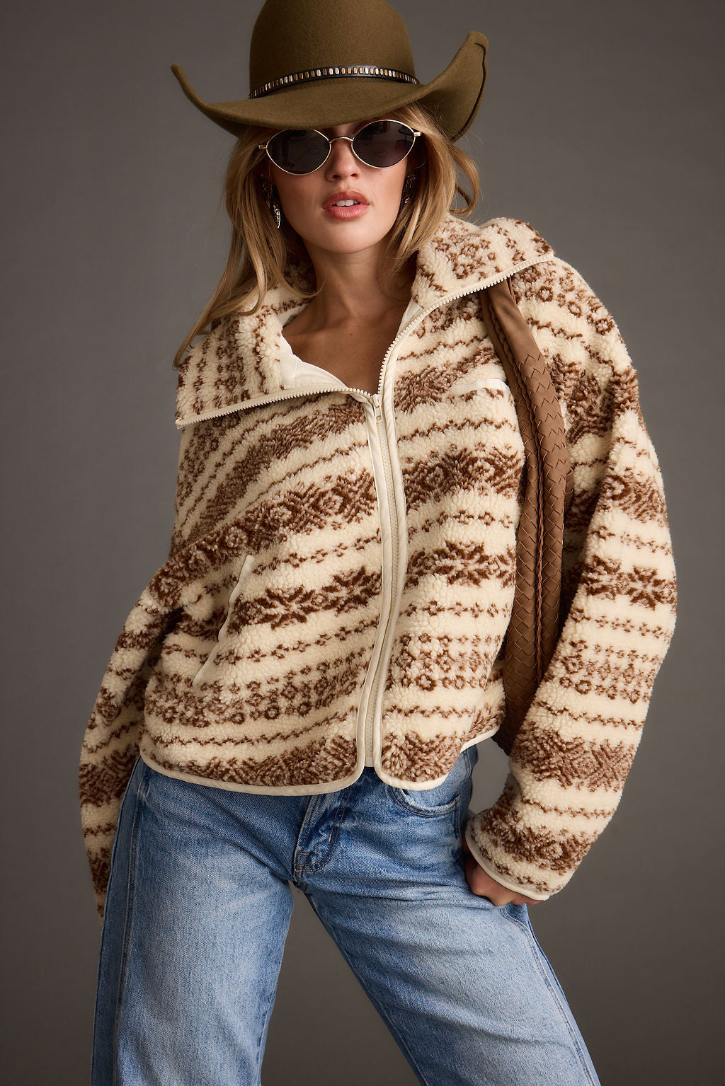 Arizona Cream Printed Sherpa Jacket