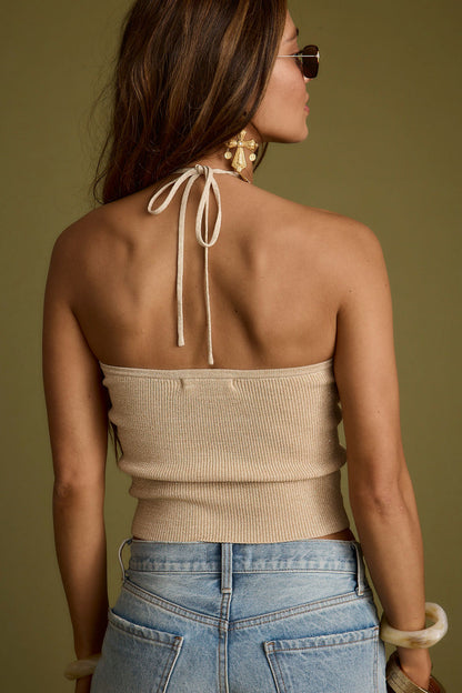 Cherished Gold Lurex Halter Top