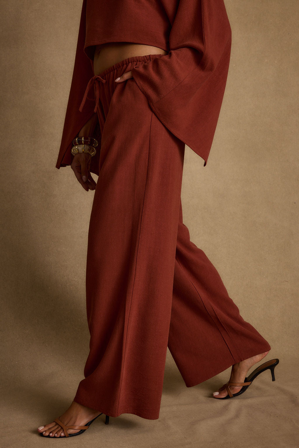 Clear Breeze Rust Linen Pants