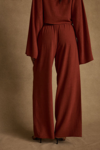 Clear Breeze Rust Linen Pants