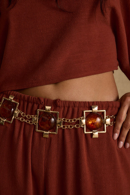 Coralli Amber Stone Statement Belt