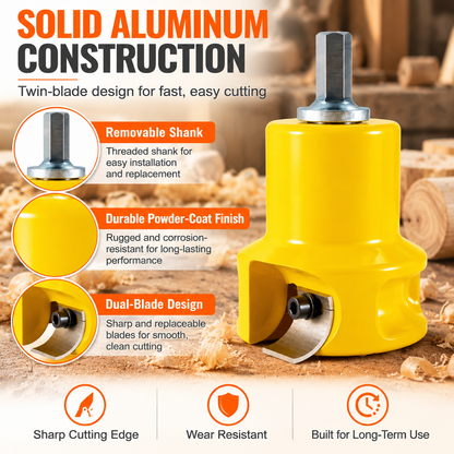 Tenon Cutter, Premium Aluminum Steel Log Furniture Cutter with Dual Curved Blades, DIY Woodworking Tool Kit