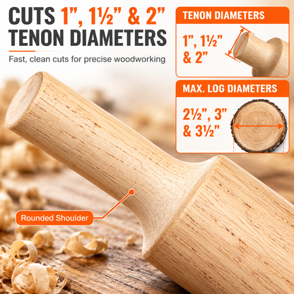 Tenon Cutter, Premium Aluminum Steel Log Furniture Cutter with Dual Curved Blades, DIY Woodworking Tool Kit