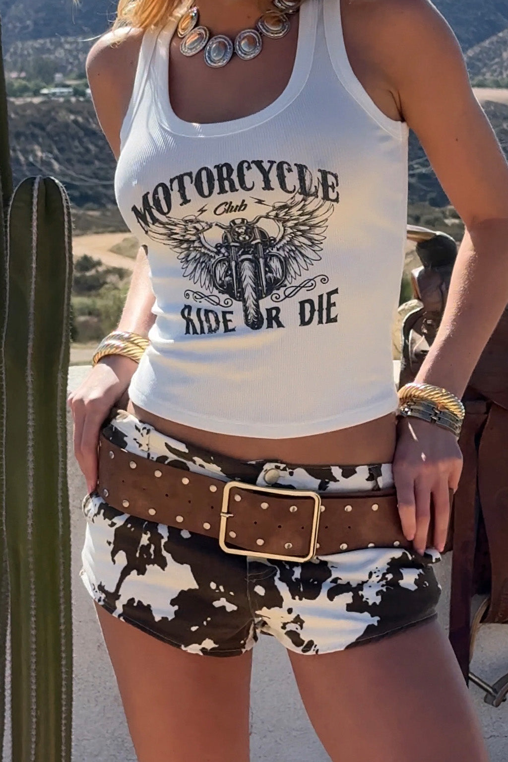Dixie Cow Print Low Rise Hot Shorts
