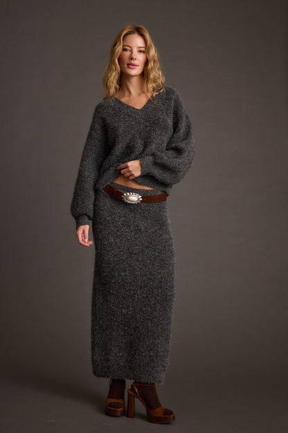 Glacier Charcoal V Neck Sweater