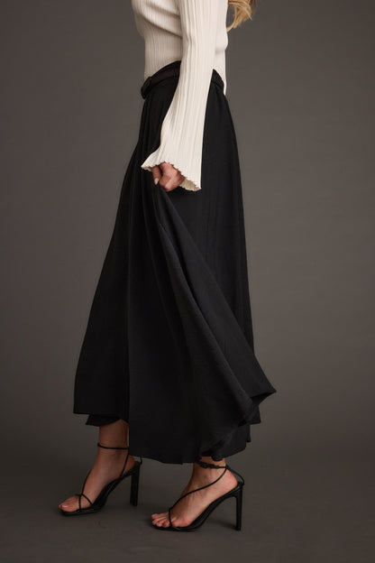 Gloria Black Midi Skirt