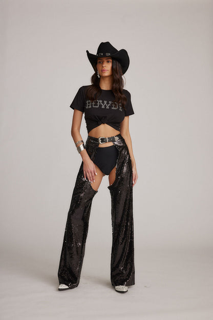 Hartley Black Sequin Chaps