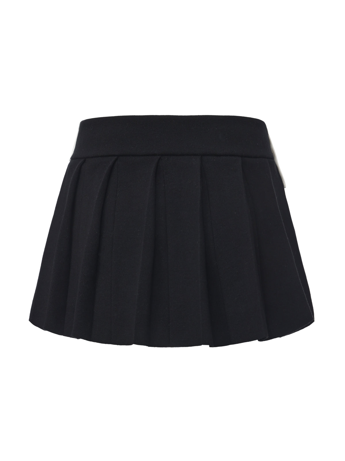 Claudette Contrast Waist Pleated Black Mini Skirt