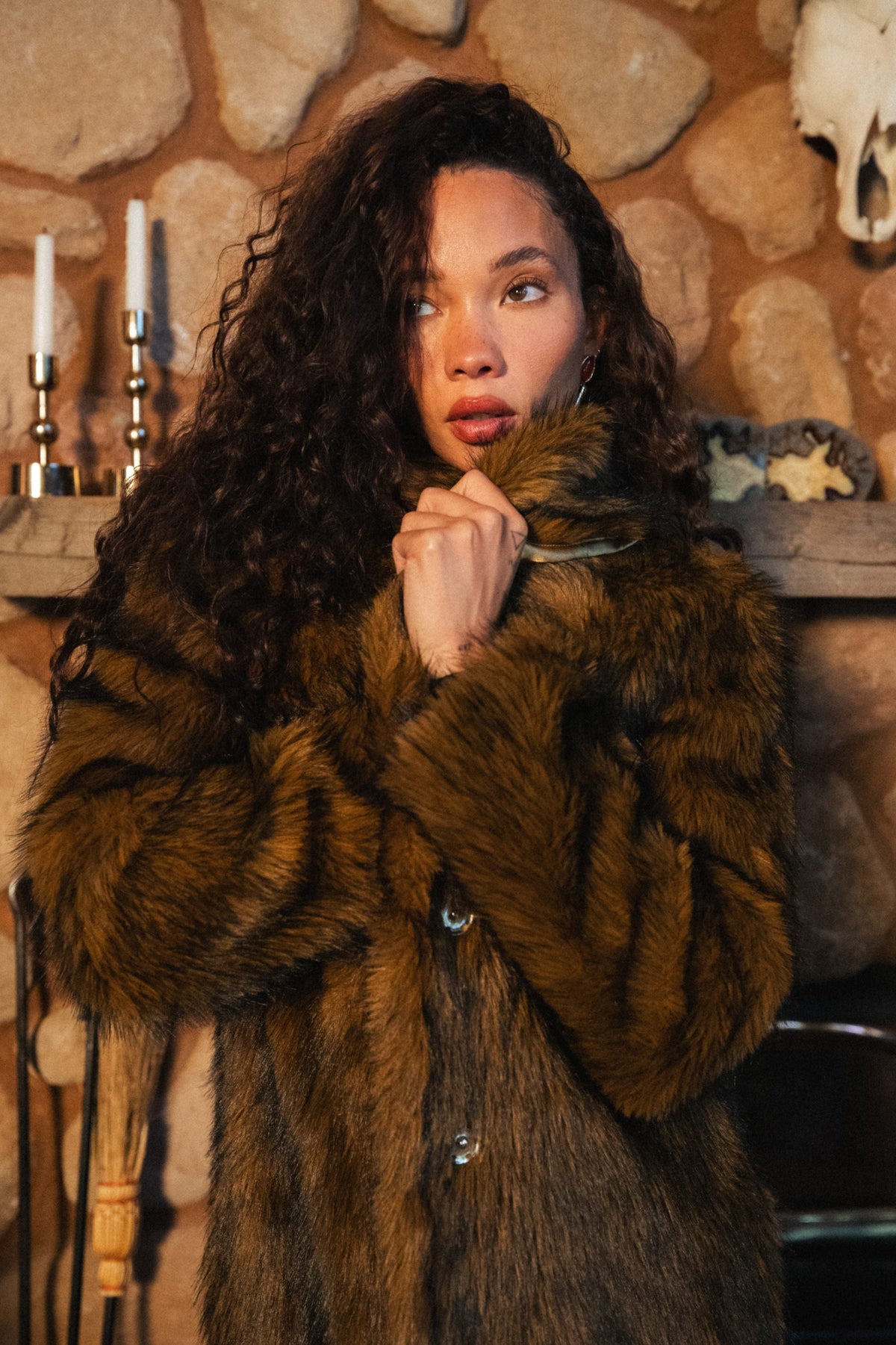 Manhattan Brown Faux Fur Coat