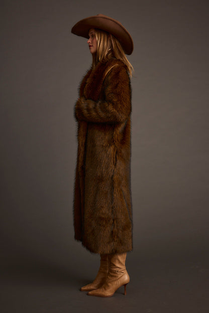 Manhattan Brown Faux Fur Coat