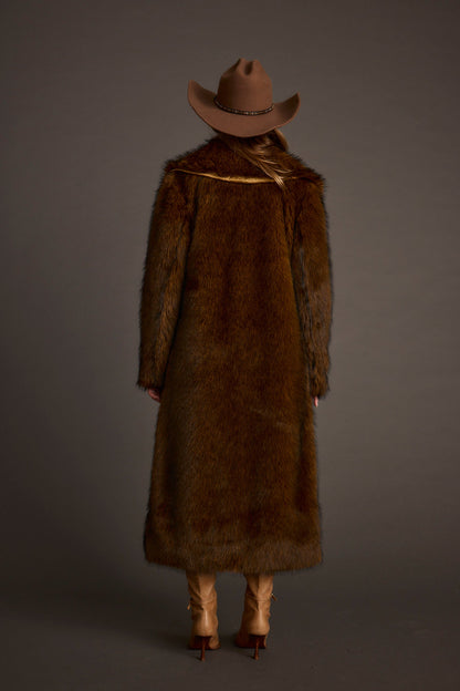 Manhattan Brown Faux Fur Coat