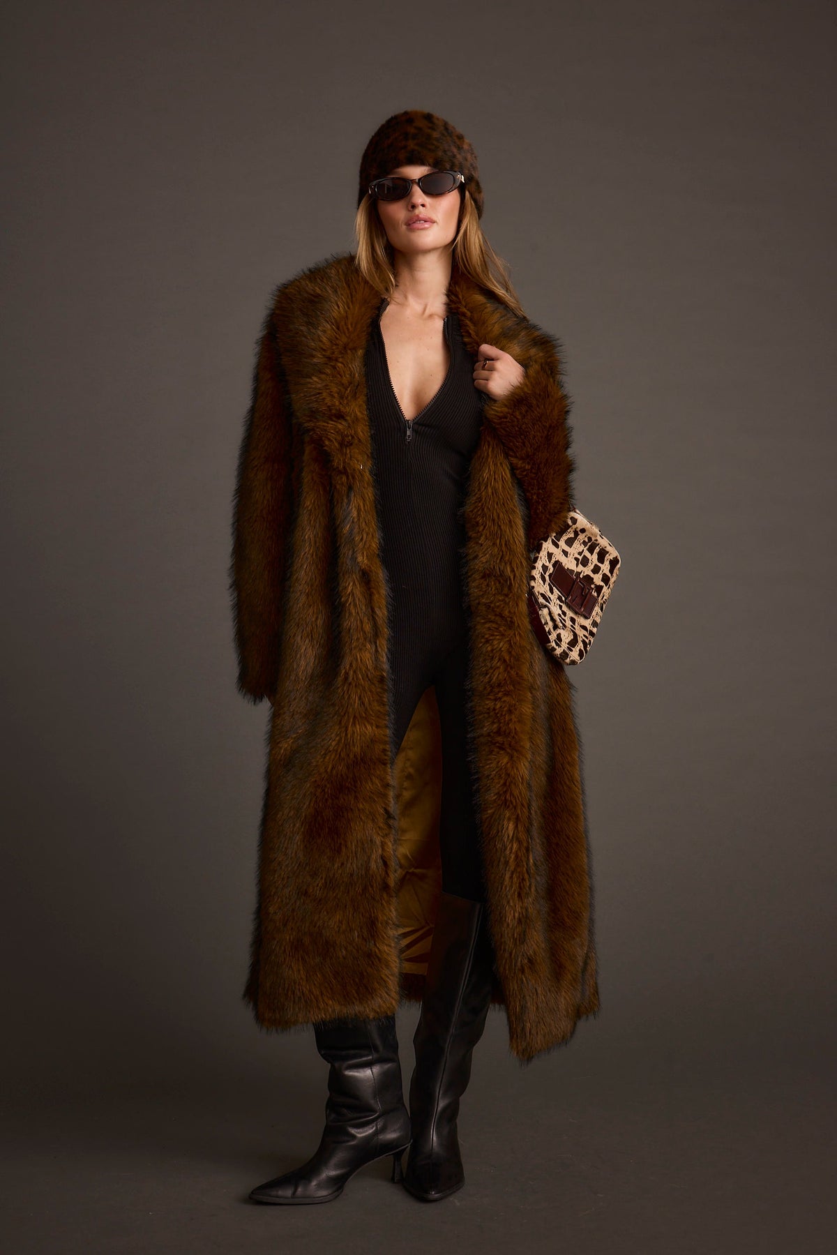 Manhattan Brown Faux Fur Coat