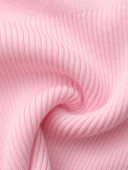 Millie Contrast-Trim Pink Knit Top