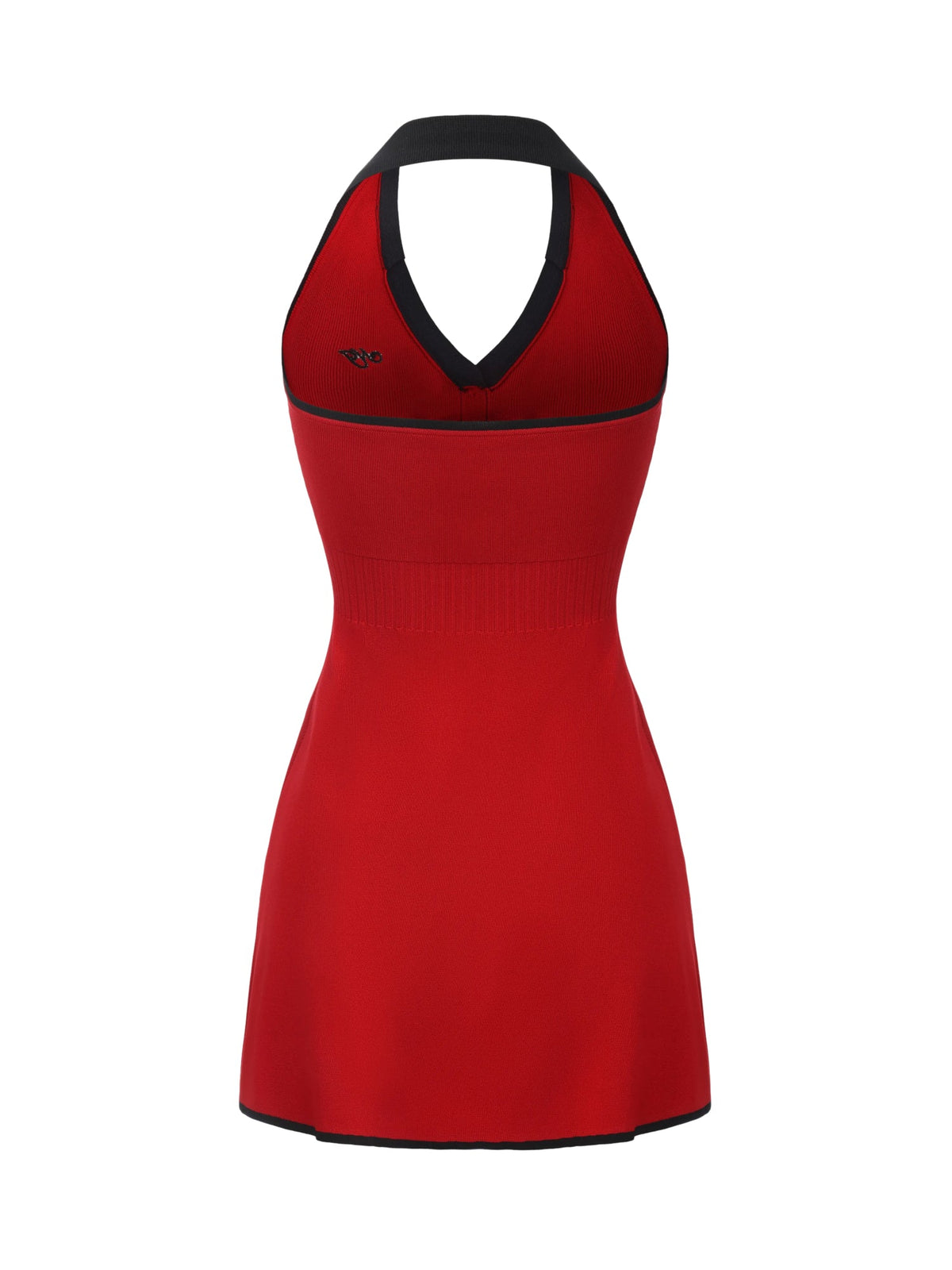 Elle Contrast Halter Red Knit Mini Dress