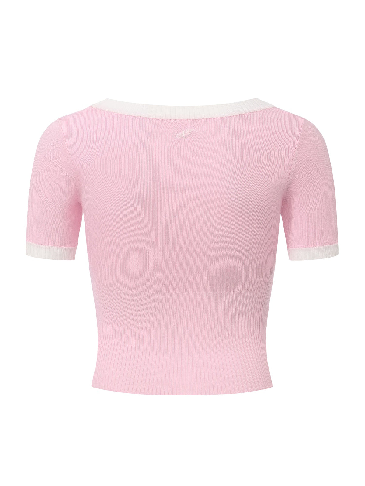 Millie Contrast-Trim Pink Knit Top