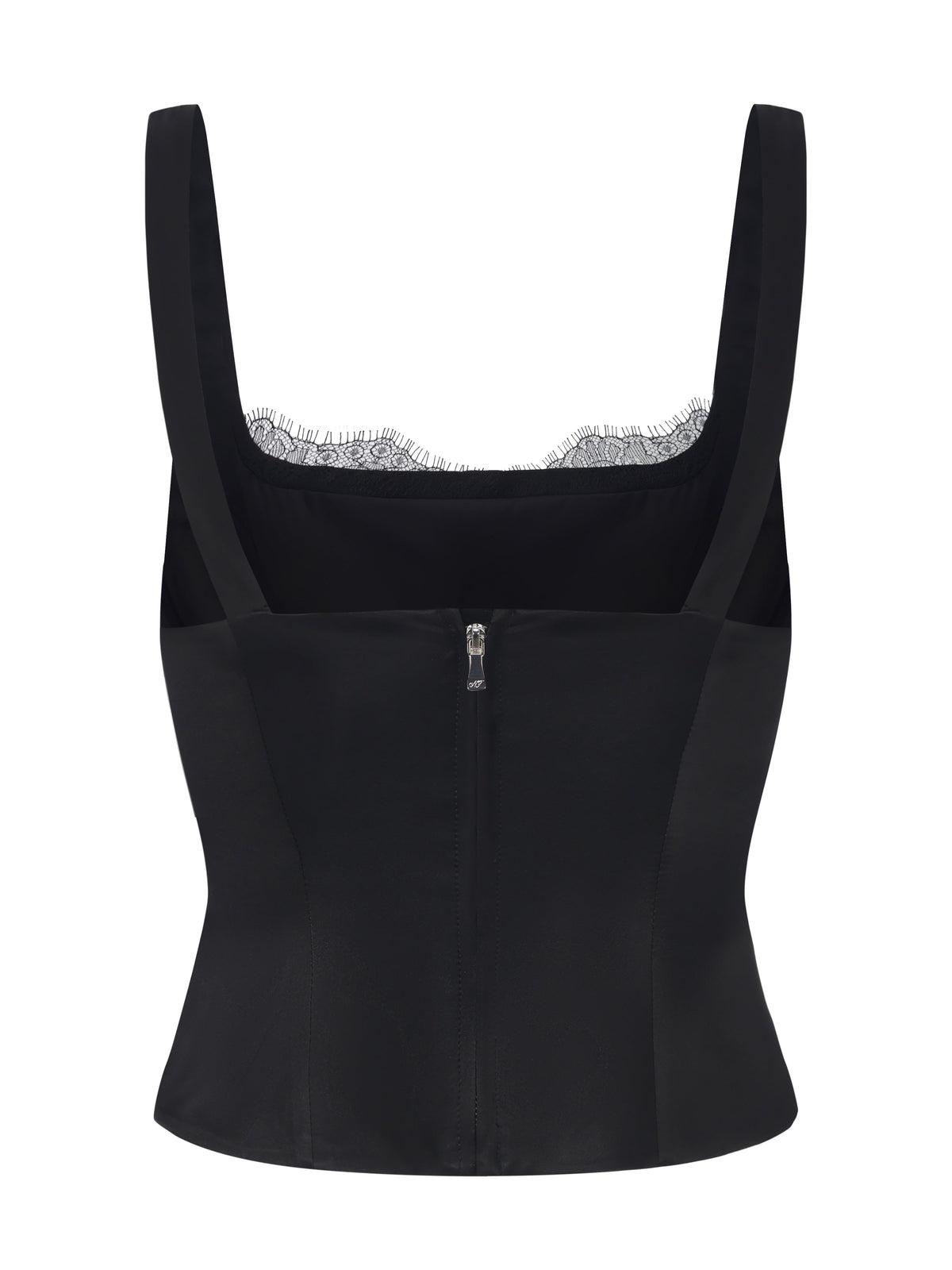 Layla Lace-Trim Black Top