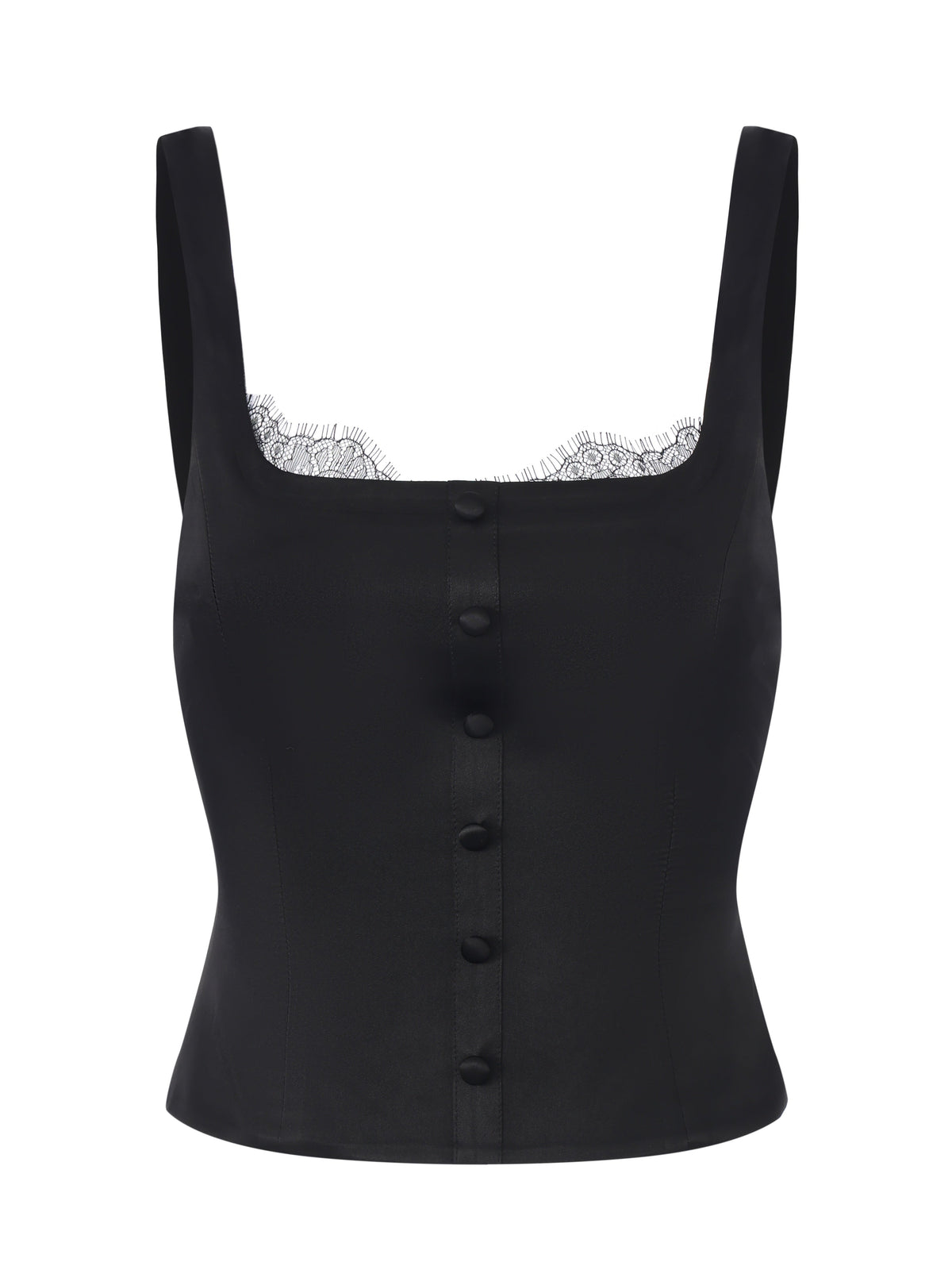 Layla Lace-Trim Black Top