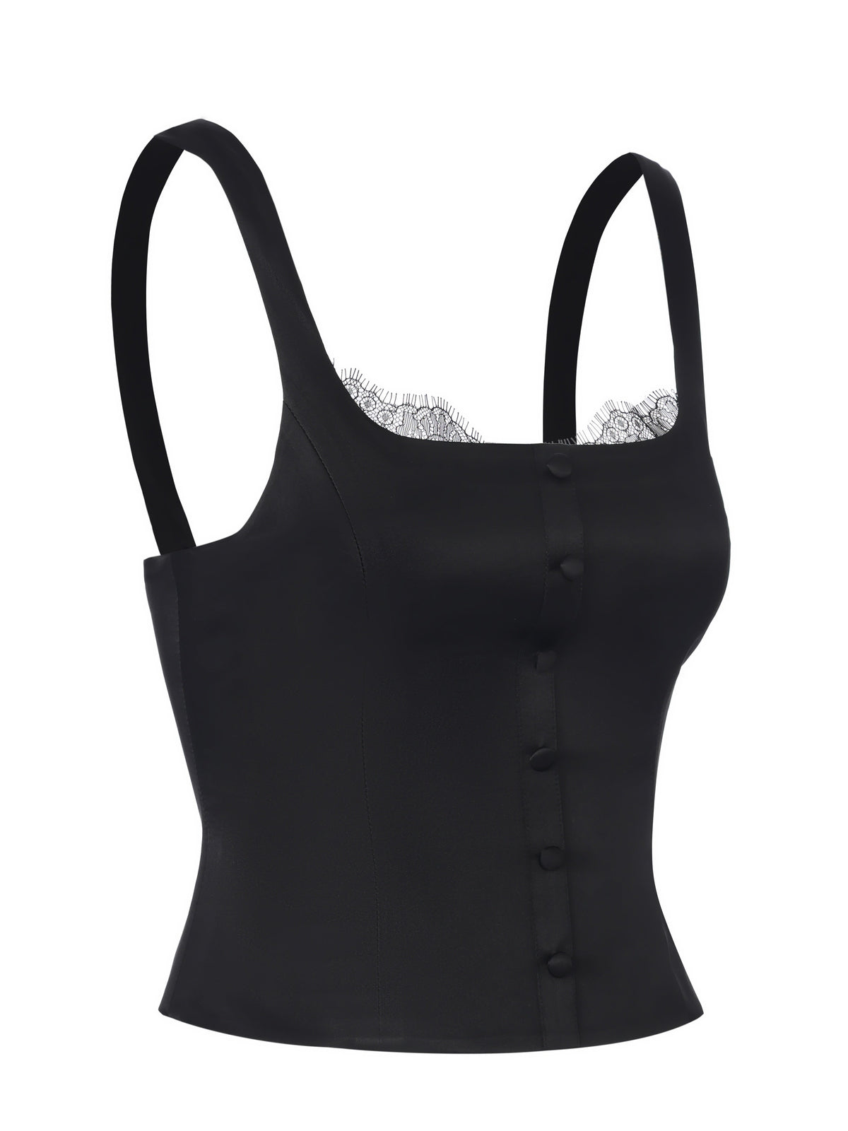 Layla Lace-Trim Black Top
