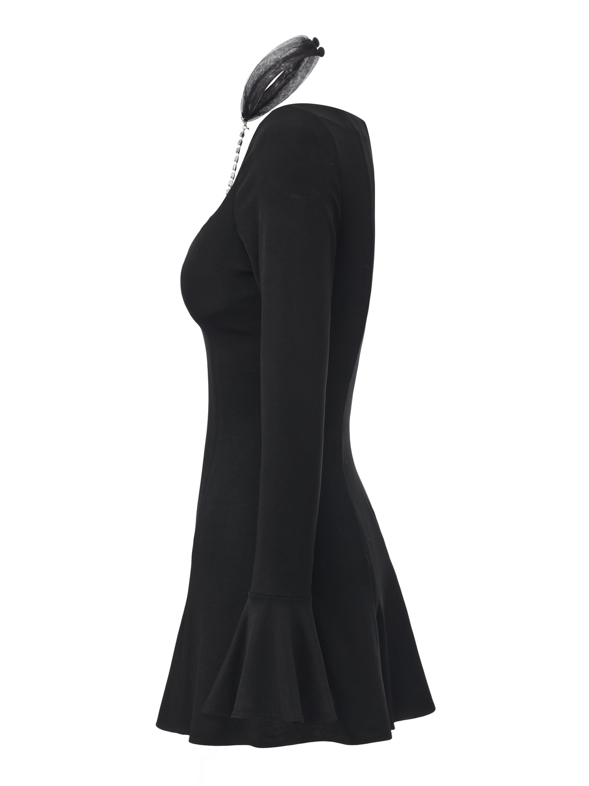 Alessandra Deep V Black Mini Dress