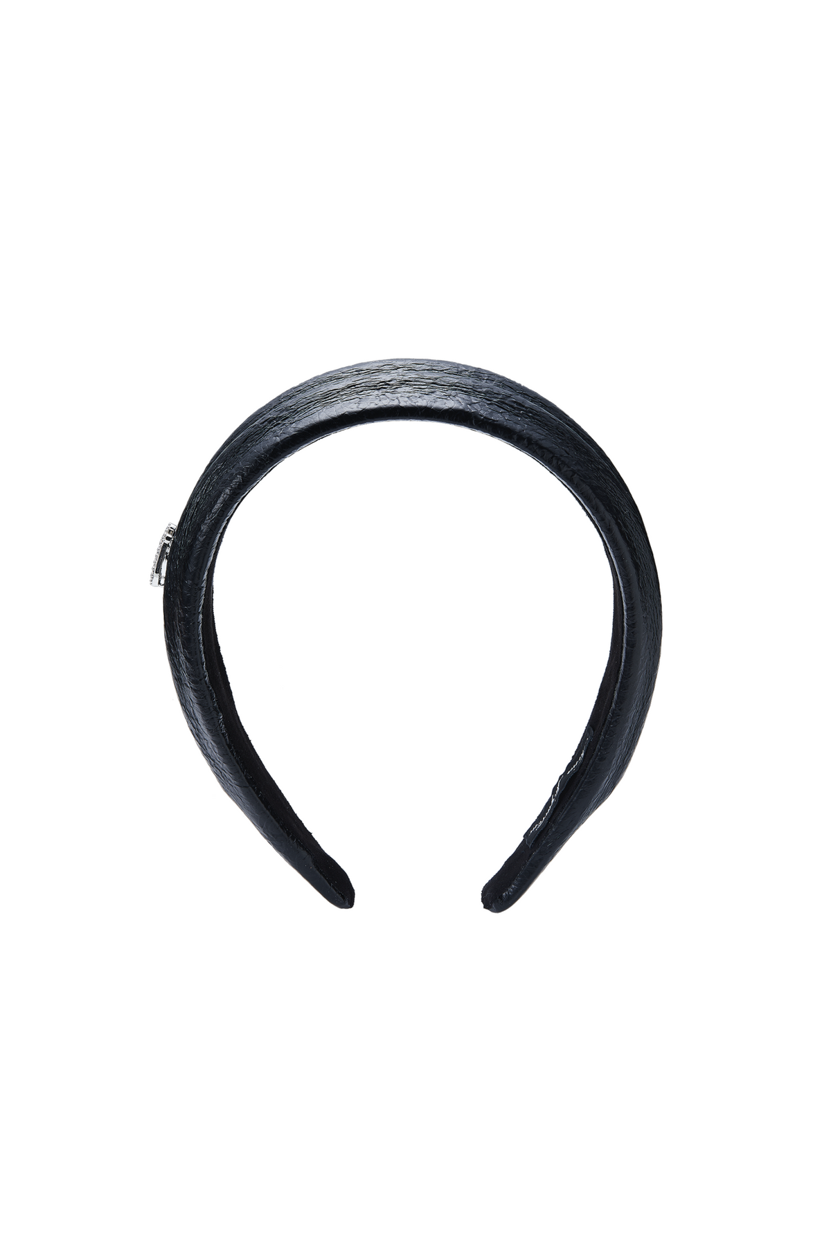 Eugenie Crystal-Detail Black Leather Headband