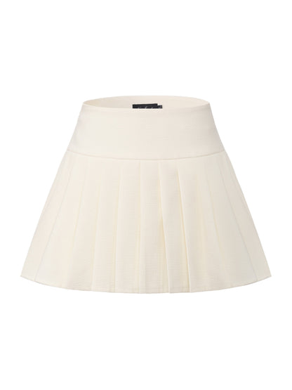 Camille Tailored Pleated White Mini Skirt