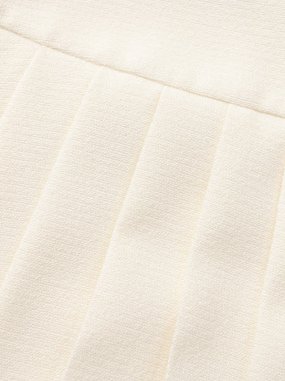Camille Tailored Pleated White Mini Skirt