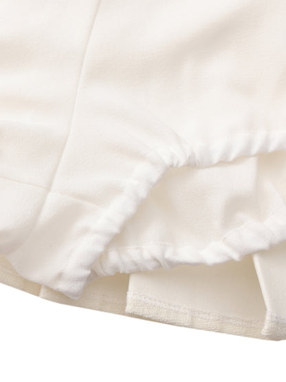 Camille Tailored Pleated White Mini Skirt