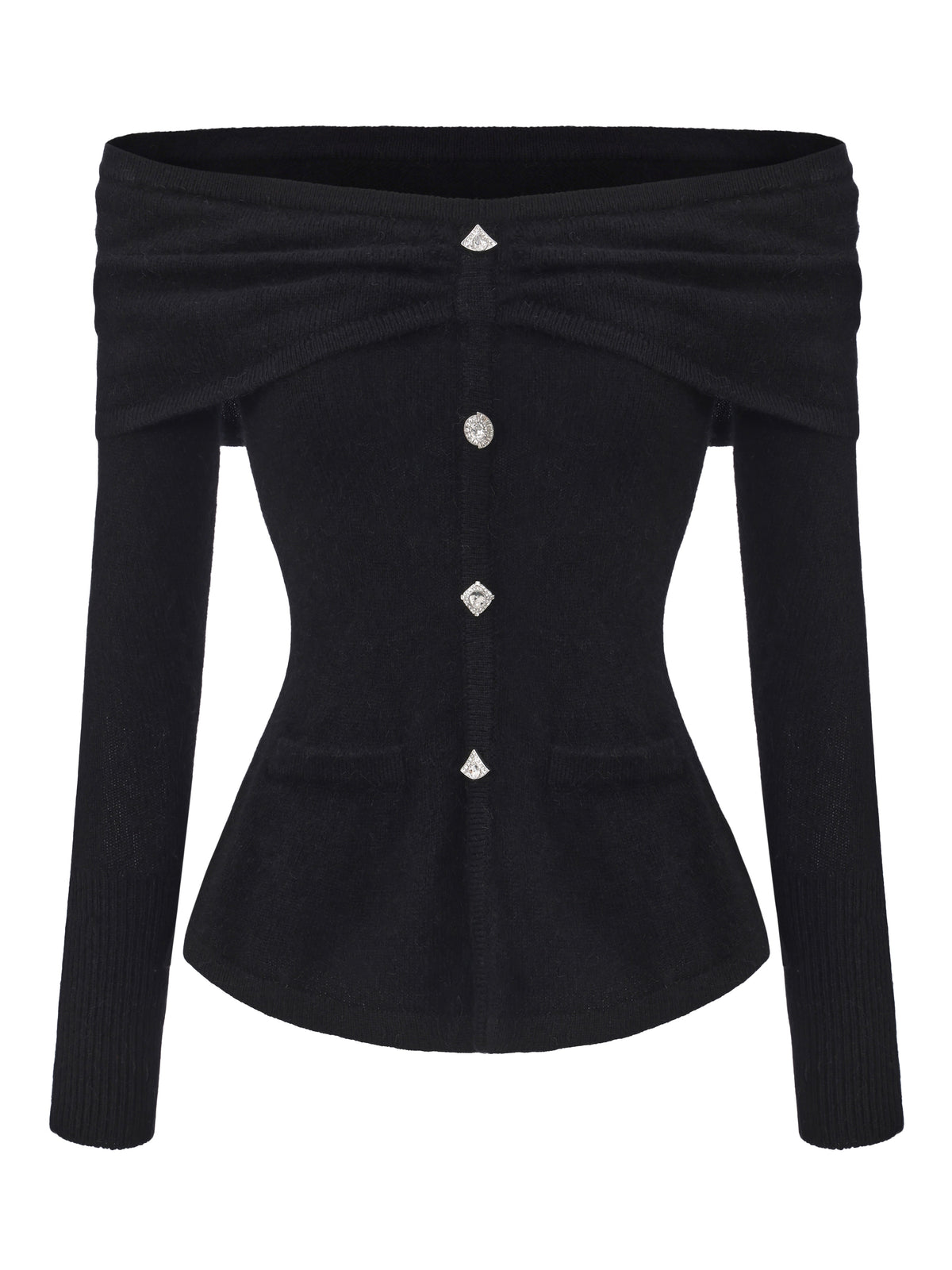 Brigitte Off-Shoulder Knit Black Top