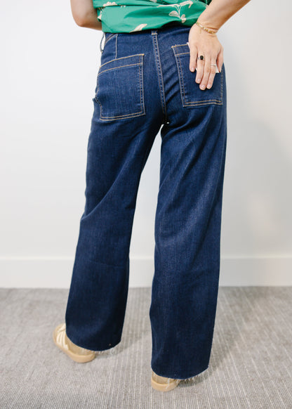 High Rise Raw Hem Jeans