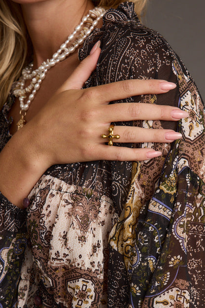 Standout Tigers Eye Cross Ring