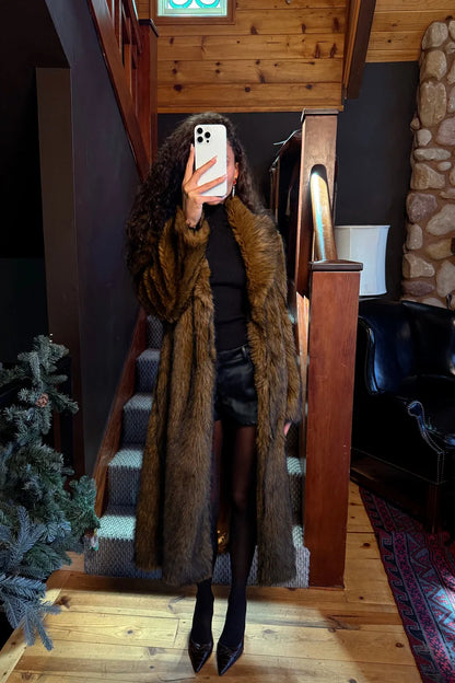 Manhattan Brown Faux Fur Coat