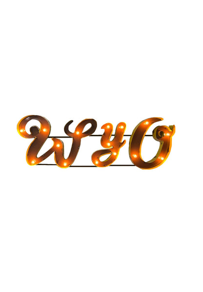 University of Wyoming WYO lighted recycled metal wall decor
