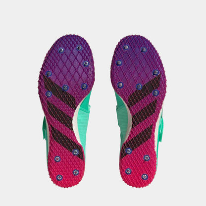 Bottom view of the Adidas Adizero High Jump Shoes.