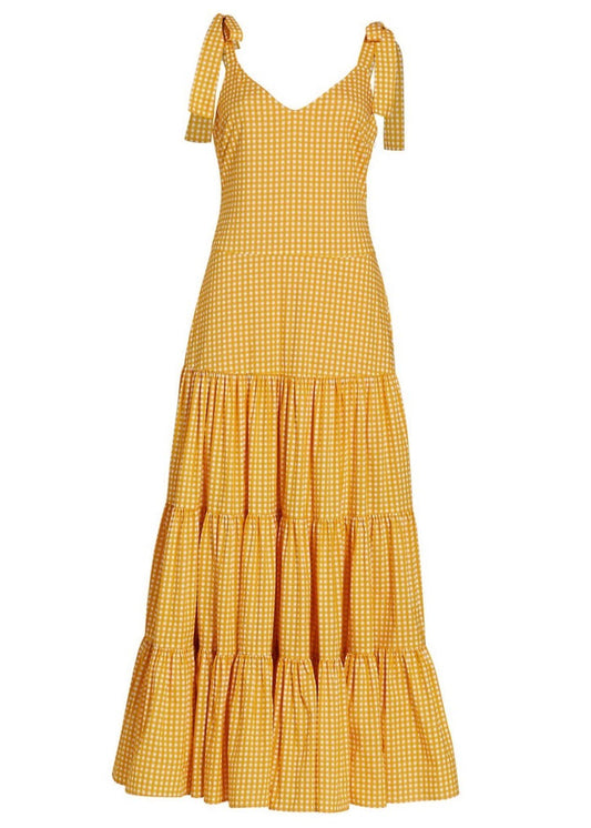Arianna Maxi Dress (Yellow Gingham)