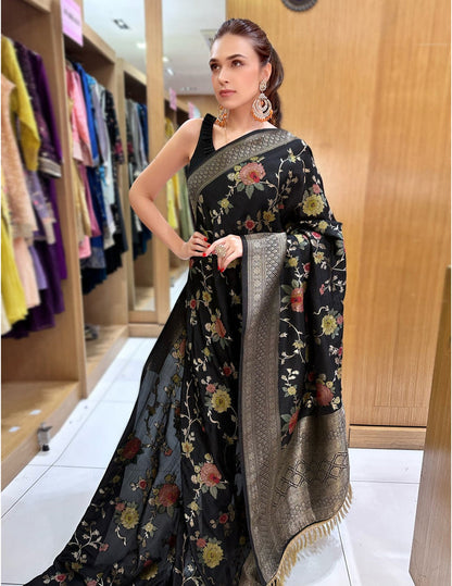 Black Floral Saree