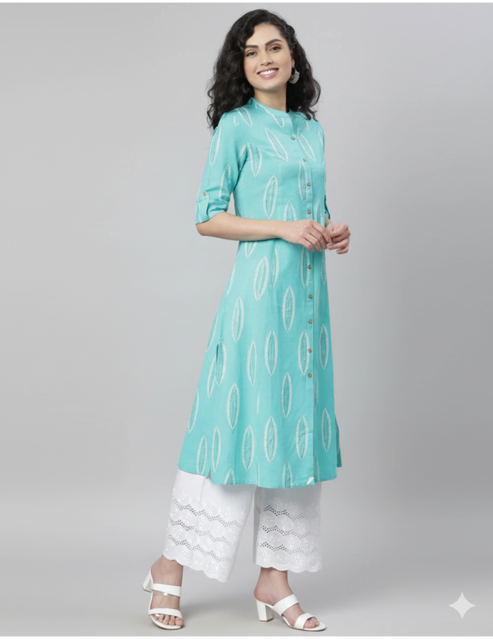 Blue printed kurti online shopping