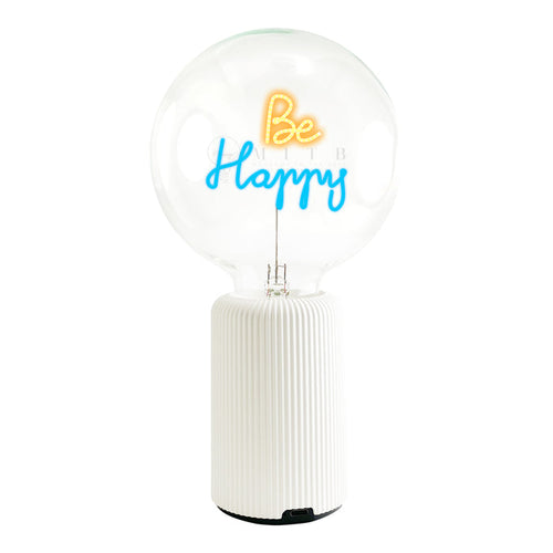 Bulb BE HAPPY Amber/ Blue with Base Table Lamp PORTABLE Pop Nomad White