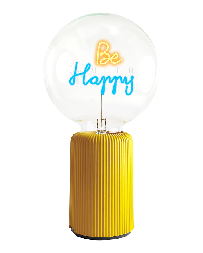 Bulb BE HAPPY Amber/ Blue with Base Table Lamp PORTABLE Pop Nomad White