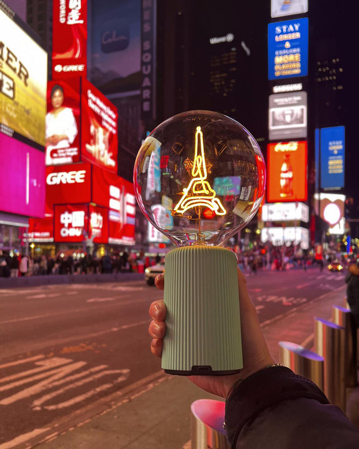 Bulb EIFFEL TOWER Amber with Base Table Lamp PORTABLE Pop Nomad Blue